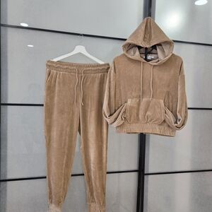 Charlotte Russe Tan Hoodie and Jogger Set
